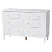 Baxton Studio Roni Modern White Wood 7-Drawer Dresser with Scalloped Edges